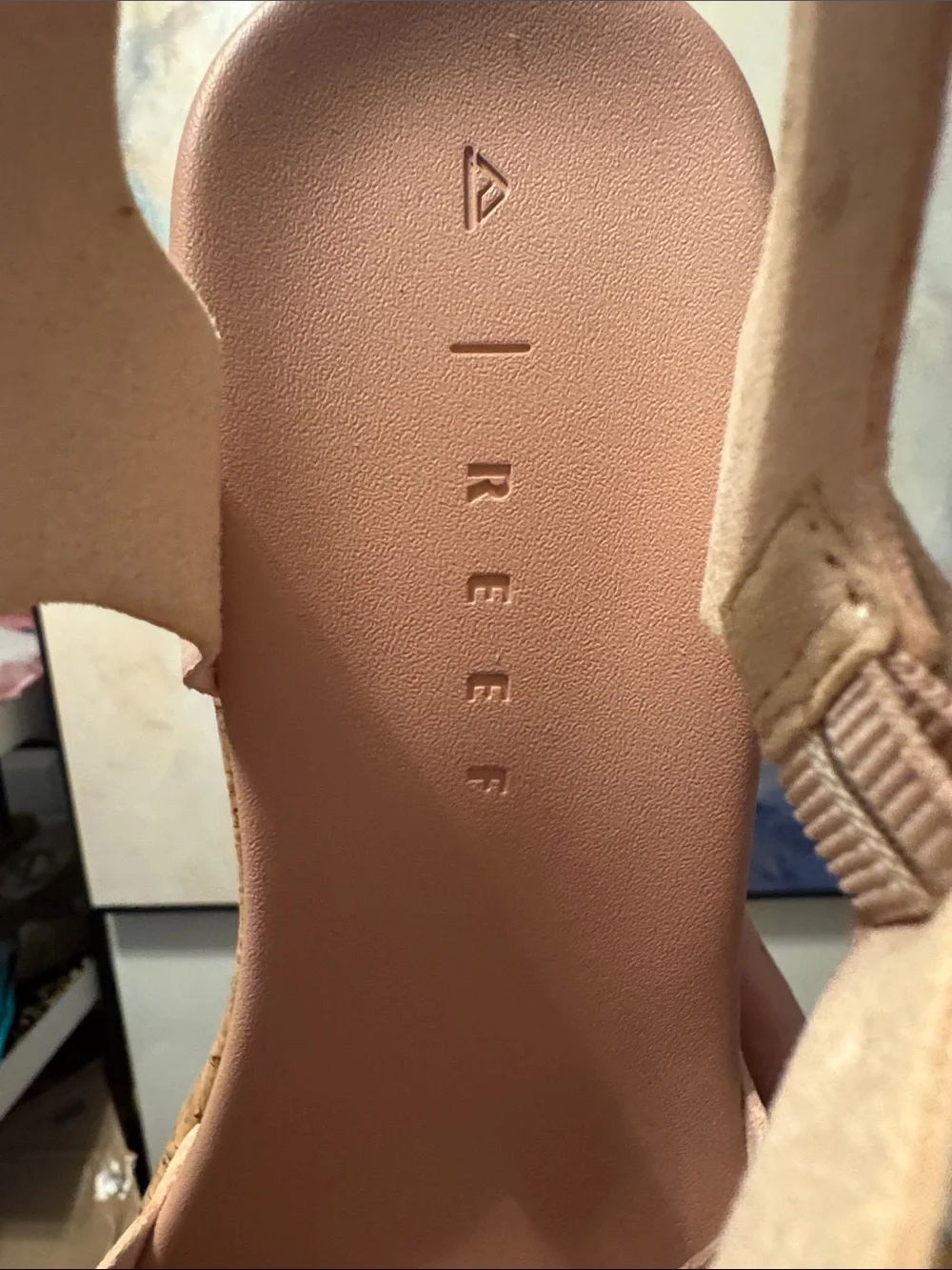 Reef Blush Pink Cork Wedge Sandals with Ankle Strap Size 10